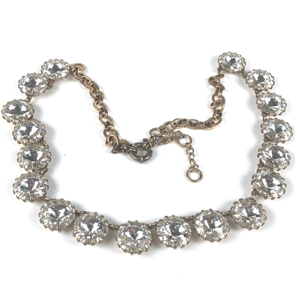 J Crew Anna Wintour Necklace Georgian Collet Rivière Rivoli Clear Crystal Brulee